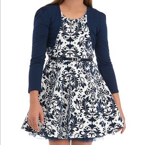 Girls Dress, Cardigan, belt & removable ‘necklace’